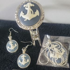 Blue anchor jewlery set
